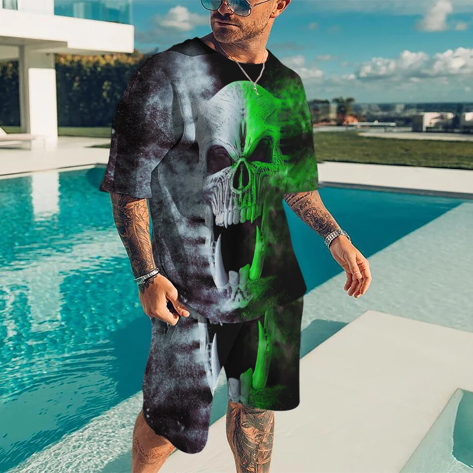 Summer 3D Skull Print Suit Street Fashion Oversized Casual Short Sleeve T-Shirt + Shorts Men's Round Neck 2 Piece Set
Summer 3D Skull Print Suit Street Fashion Oversized Casual Short Sleeve T-Shirt + Shorts Men's Round Neck 2 Piece Set