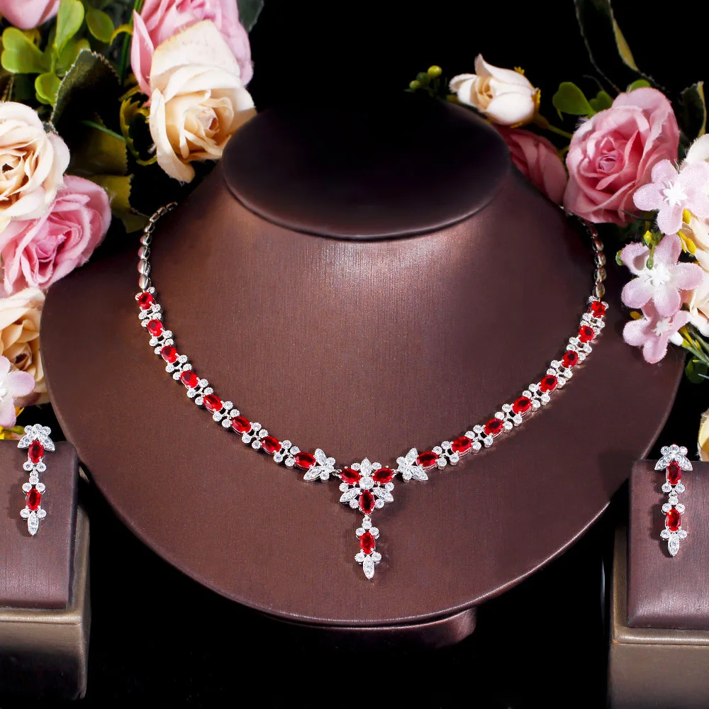 Beautiful Red Cubic Zircon Crystal Dangle Drop Bridal Wedding Necklace Earrings Party Jewelry Sets for Women Party Accessories
Beautiful Red Cubic Zircon Crystal Dangle Drop Bridal Wedding Necklace Earrings Party Jewelry Sets for Women Party Accessories