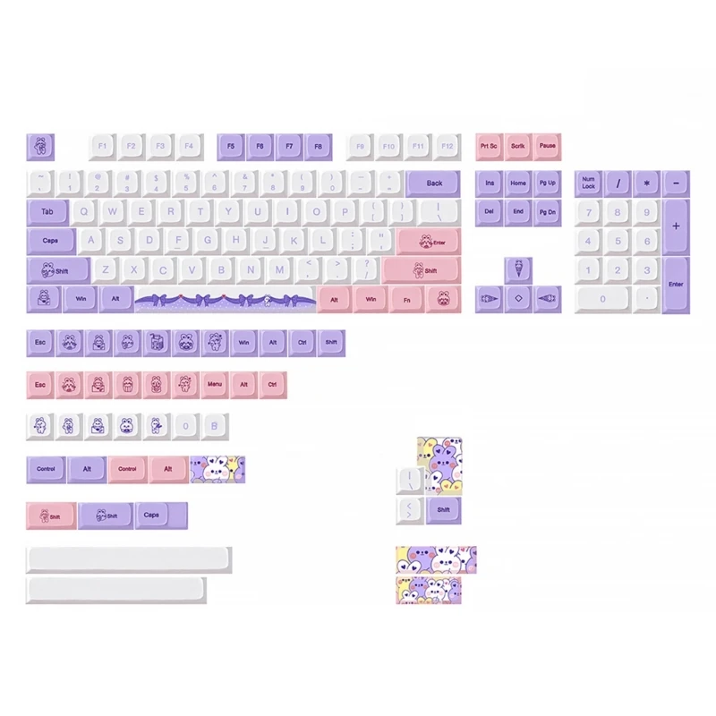

Lavender Rabbit Keys PBT Dye Sublimation XDA Profile Keycaps for Mechanical Keyboard MX Switch GK61 64 84 Layout 147pcs