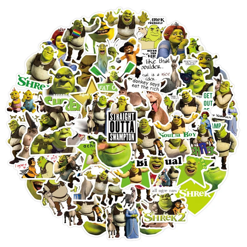 50PCS Animated Films Shrek Stickers for Car Speaker Helmet Phone Tablet iPad Guitar Waterproof Personality Stationery Sticker
50PCS Animated Films Shrek Stickers for Car Speaker Helmet Phone Tablet iPad Guitar Waterproof Personality Stationery Sticker