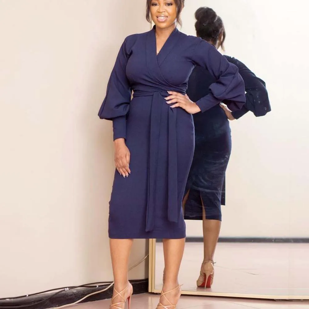 Lace-up Elegant Dress Dress Solid Color V-Neck Long Sleeves Elegant Commuter OL One-Step Midi Dress Office Lady Dress 2022 New
Lace-up Elegant Dress Dress Solid Color V-Neck Long Sleeves Elegant Commuter OL One-Step Midi Dress Office Lady Dress 2022 New