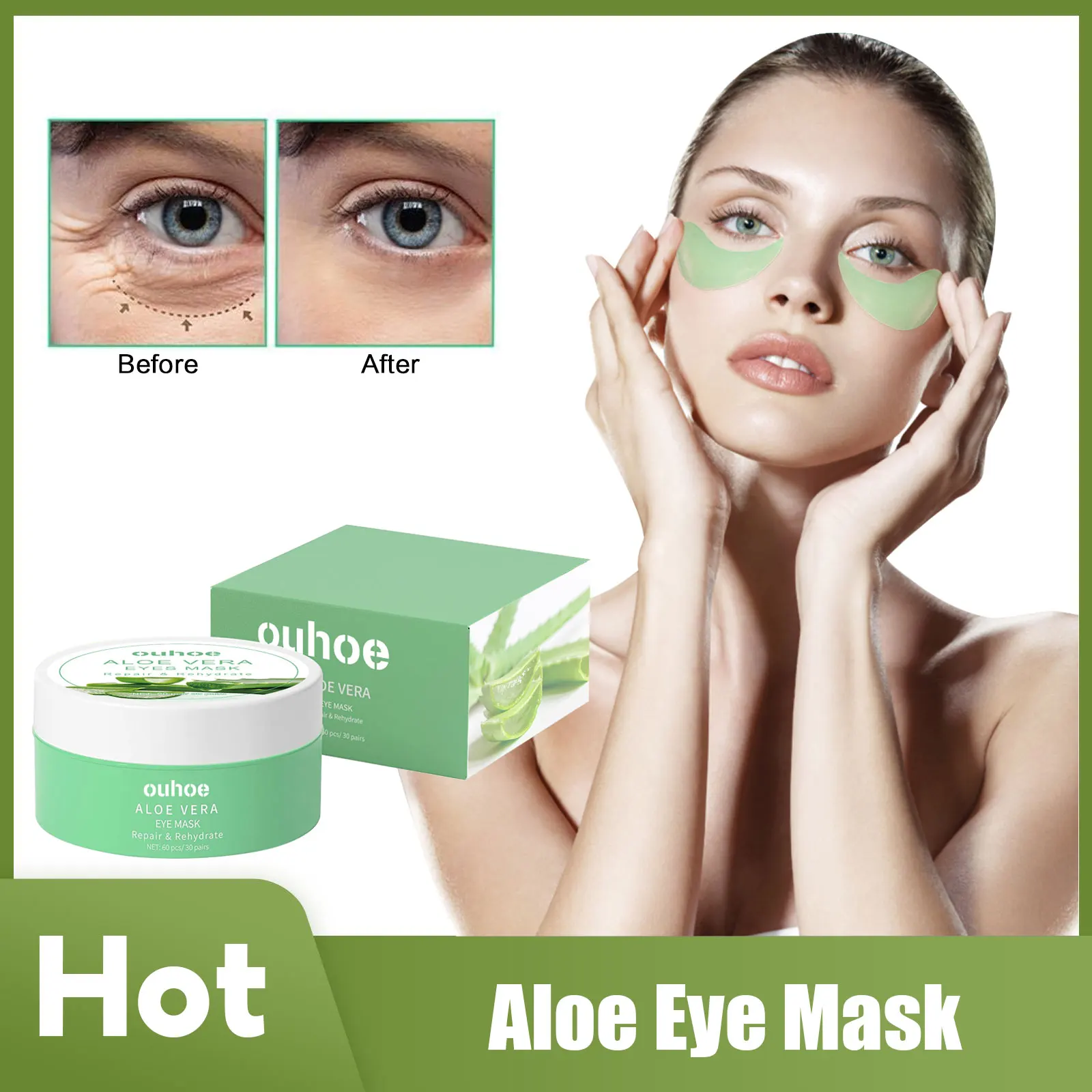 Aloe Vera Eye Mask Remove Dark Circles Moisturizing Reduces Puffiness Anti-Wrinkle Reduce Fine Lines Tightening Undereye Patches
Aloe Vera Eye Mask Remove Dark Circles Moisturizing Reduces Puffiness Anti-Wrinkle Reduce Fine Lines Tightening Undereye Patches
