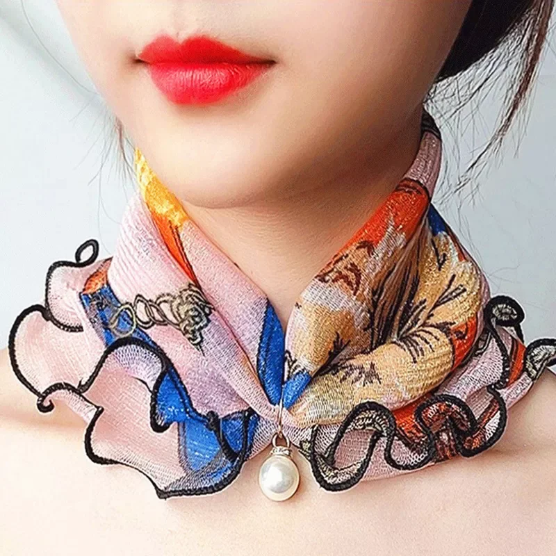 Fake Pearl Pendant Organza Neck Collar Chiffon Scarves Lace Pearls Scarf Fashion Print Shiny Variety Scarf Clothing Accessories 
Fake Pearl Pendant Organza Neck Collar Chiffon Scarves Lace Pearls Scarf Fashion Print Shiny Variety Scarf Clothing Accessories