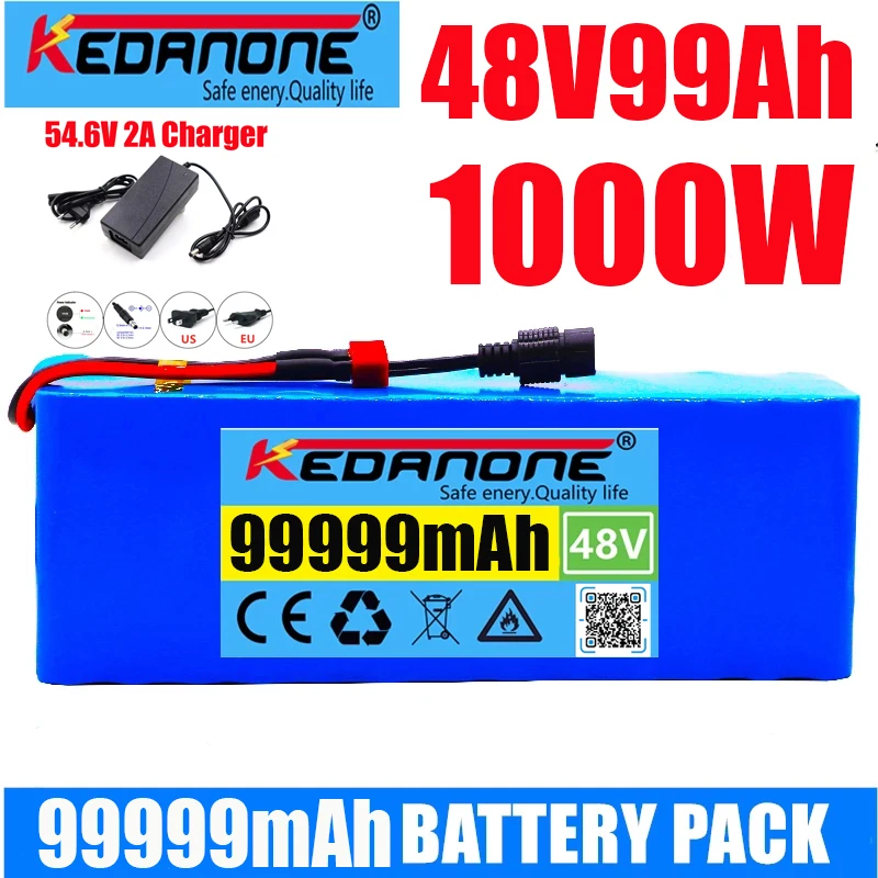 E-Bike 48V Lithium Ion Battery Genuine 99999mAh 1000W 13S3P 18650 Li-Ion Battery 54.6V Electric Bicycle Scooter With BMS
E-Bike 48V Lithium Ion Battery Genuine 99999mAh 1000W 13S3P 18650 Li-Ion Battery 54.6V Electric Bicycle Scooter With BMS