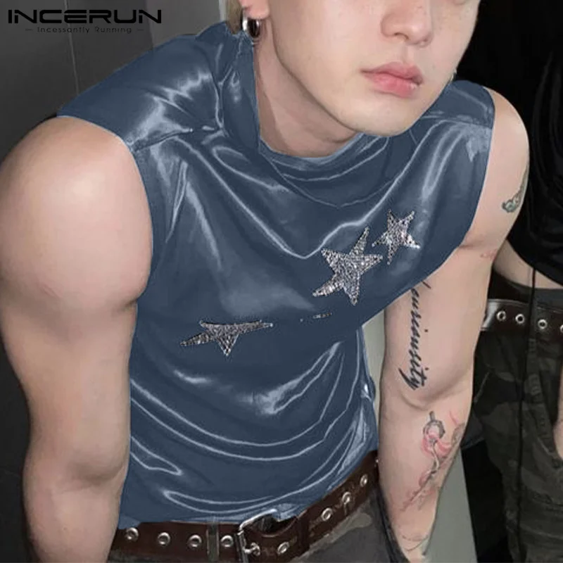 2023 Men Tank Tops Patchwork Turtleneck Sleeveless Satin Casual Vests Men Summer Streetwear Fashion Men Clothing S-5XL INCERUN 
2023 Men Tank Tops Patchwork Turtleneck Sleeveless Satin Casual Vests Men Summer Streetwear Fashion Men Clothing S-5XL INCERUN