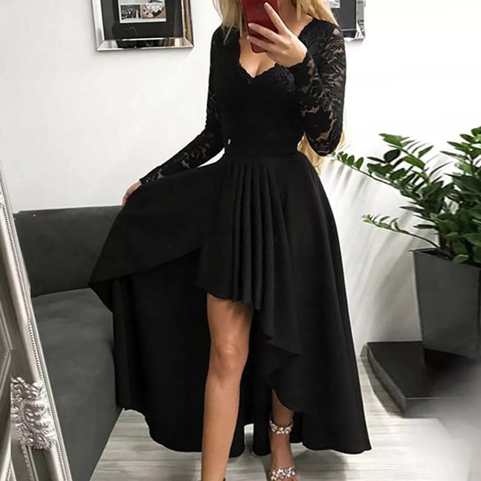 Elegant Irregular Hem A-line Black Dresses Women Floral Lace Long Sleeve Party Club Dress Swing Prom Evening Gowns Maxi Dresses
Elegant Irregular Hem A-line Black Dresses Women Floral Lace Long Sleeve Party Club Dress Swing Prom Evening Gowns Maxi Dresses