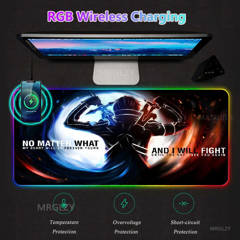 Sword Art Online Kirito RGB Wireless Charging Anime LED Game Accessories Charger Mat Gaming MousePad Typec Asuna Mouse Pad Rugs
Sword Art Online Kirito RGB Wireless Charging Anime LED Game Accessories Charger Mat Gaming MousePad Typec Asuna Mouse Pad Rugs