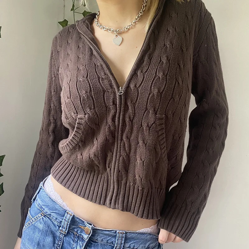 Women double pocket long sleeve hooded zip-up slim sweater 2023 spring solid tops black red brown white jacket
Women double pocket long sleeve hooded zip-up slim sweater 2023 spring solid tops black red brown white jacket