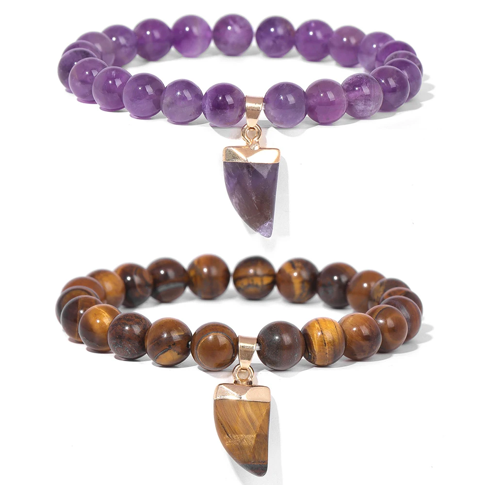 Natural Stone Knife Shape Charm Bracelets For Women Men Tiger Eye Stone Amethysts Beaded Bracelet Pendant Bangle Fashion Jewelry
Natural Stone Knife Shape Charm Bracelets For Women Men Tiger Eye Stone Amethysts Beaded Bracelet Pendant Bangle Fashion Jewelry