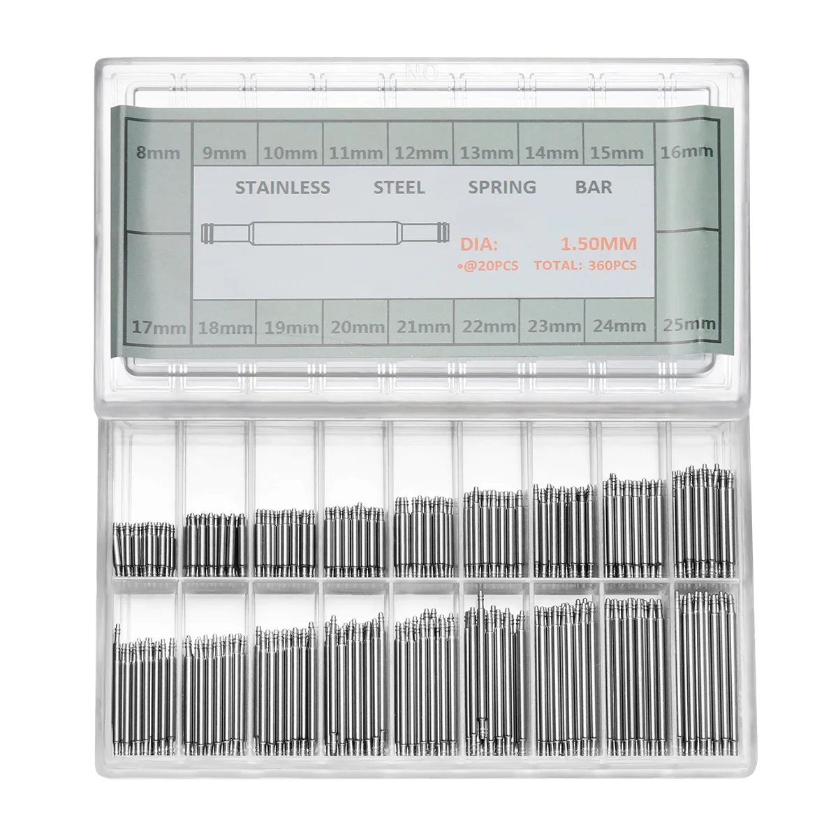 Watch Spring Bar 360pcs Band Bars Stainless Steel Seamless Metal Pin Remover Tool
Watch Spring Bar 360pcs Band Bars Stainless Steel Seamless Metal Pin Remover Tool