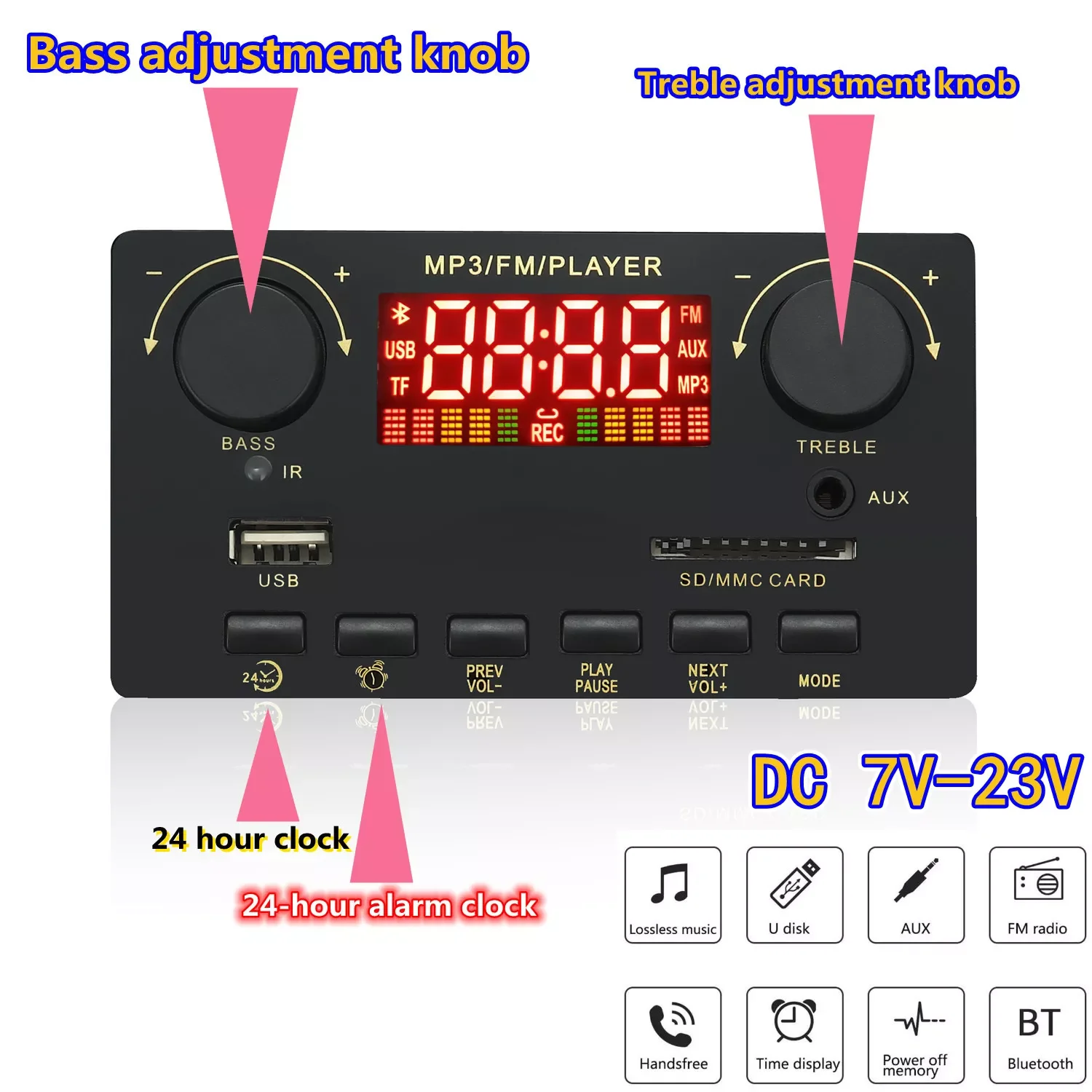 2*40W 80W Amplifier Bluetooth 5.0 MP3 Player WAV Decoder Board 12V Car FM Radio Module Support TF USB AUX Handsfree Call Record
2*40W 80W Amplifier Bluetooth 5.0 MP3 Player WAV Decoder Board 12V Car FM Radio Module Support TF USB AUX Handsfree Call Record