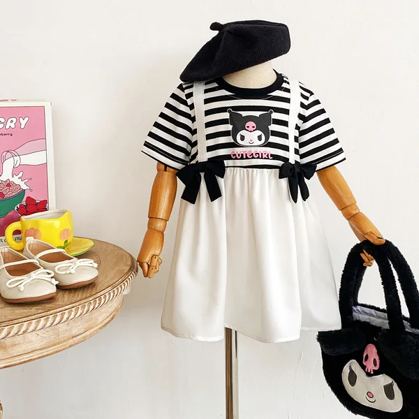 Kawaii Sanrio Girls Summer New Kuromi Cute Fake Two Piece Black and White Striped Bow T-Shirt Skirt Cartoon Dress
Kawaii Sanrio Girls Summer New Kuromi Cute Fake Two Piece Black and White Striped Bow T-Shirt Skirt Cartoon Dress