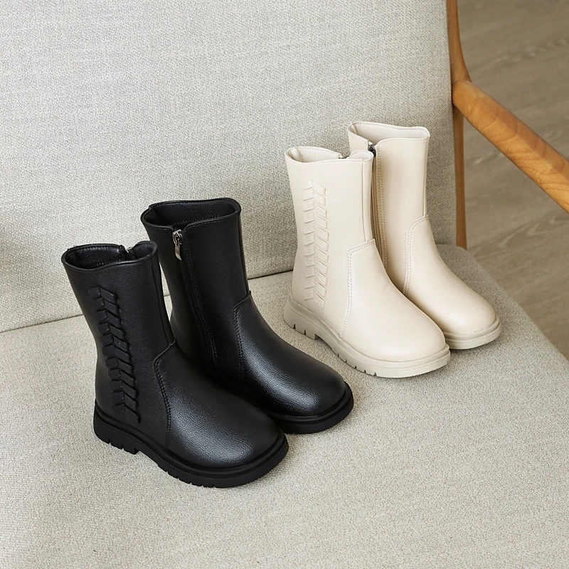 Girls Solid Color Unique Versatile PU Child Fashion Mid-calf Boots Black Autumn and Winter Simple Japanese Style Warm Shoes New
Girls Solid Color Unique Versatile PU Child Fashion Mid-calf Boots Black Autumn and Winter Simple Japanese Style Warm Shoes New