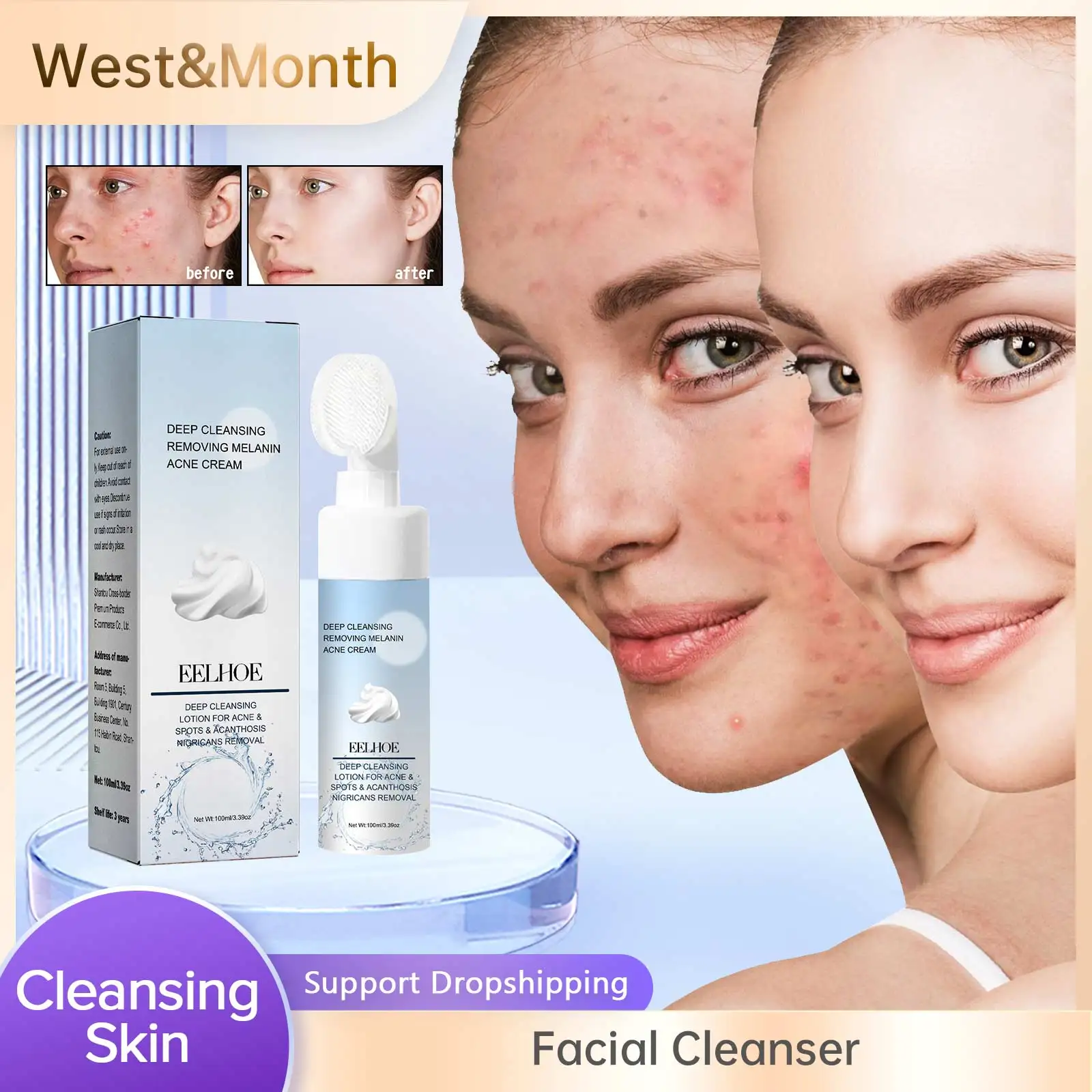 Facial Cleanser Deep Cleansing Pore Remove Acne Fade Black Spots Improve Dullness Brighten Moisturizing Whitening Skin Face Wash
Facial Cleanser Deep Cleansing Pore Remove Acne Fade Black Spots Improve Dullness Brighten Moisturizing Whitening Skin Face Wash