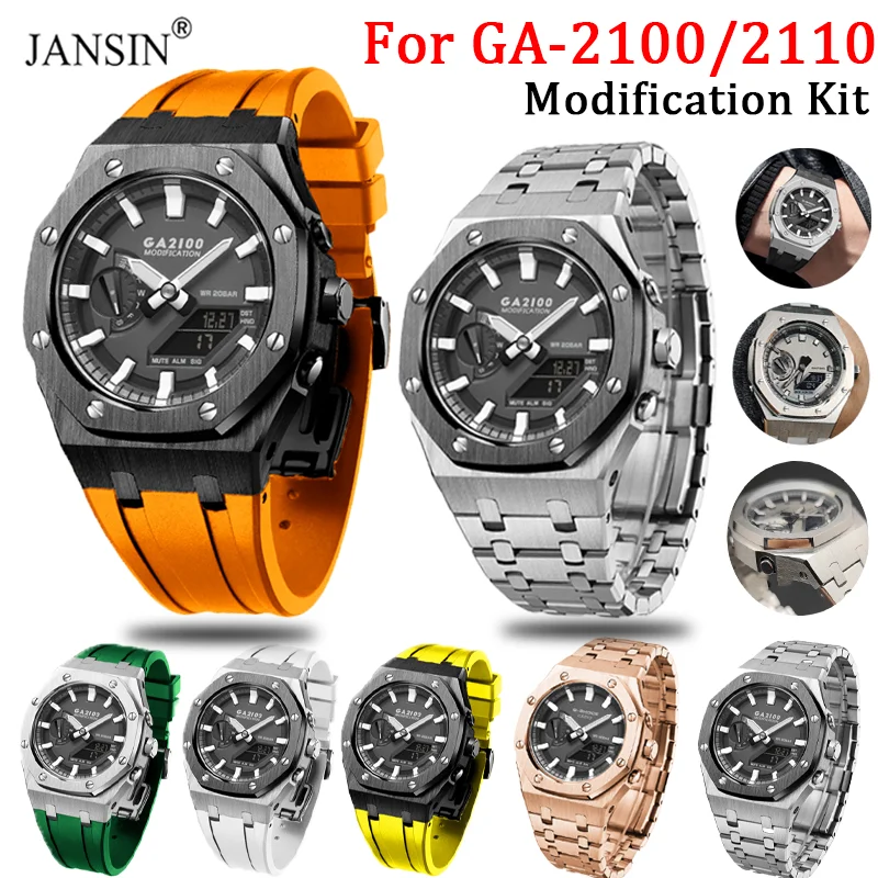 For Casio Mod kit Stainless Steel Metal Watch Case GA2100 gen5 Modification Case Strap for GA-2100/2110 Band Rubber Watchband
For Casio Mod kit Stainless Steel Metal Watch Case GA2100 gen5 Modification Case Strap for GA-2100/2110 Band Rubber Watchband