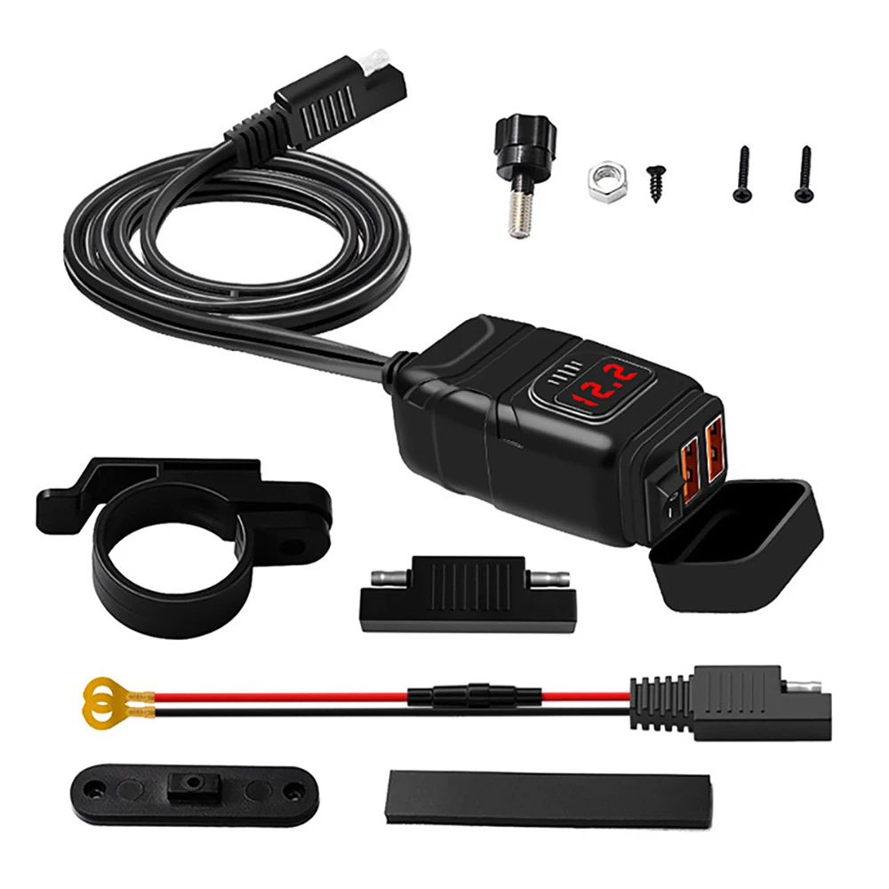 Motorcycle Dual USB Phone Charger QC3.0 Handlebar Fast Charging 12V Power Adapter With Waterproof Voltmeter
Motorcycle Dual USB Phone Charger QC3.0 Handlebar Fast Charging 12V Power Adapter With Waterproof Voltmeter