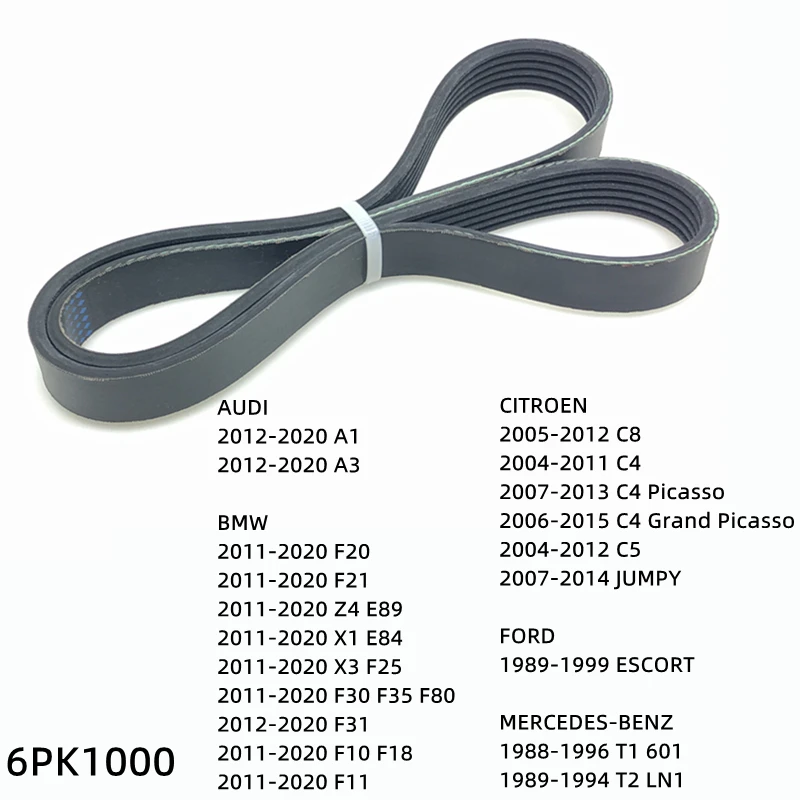6PK1000Engine Air Conditioner Belt V-Ribbed Belts Drive For CITROEN C4 Grand Picasso C8 C5 JUMPY FORD ESCORT MERCEDES-BENZ T1 T2
6PK1000Engine Air Conditioner Belt V-Ribbed Belts Drive For CITROEN C4 Grand Picasso C8 C5 JUMPY FORD ESCORT MERCEDES-BENZ T1 T2