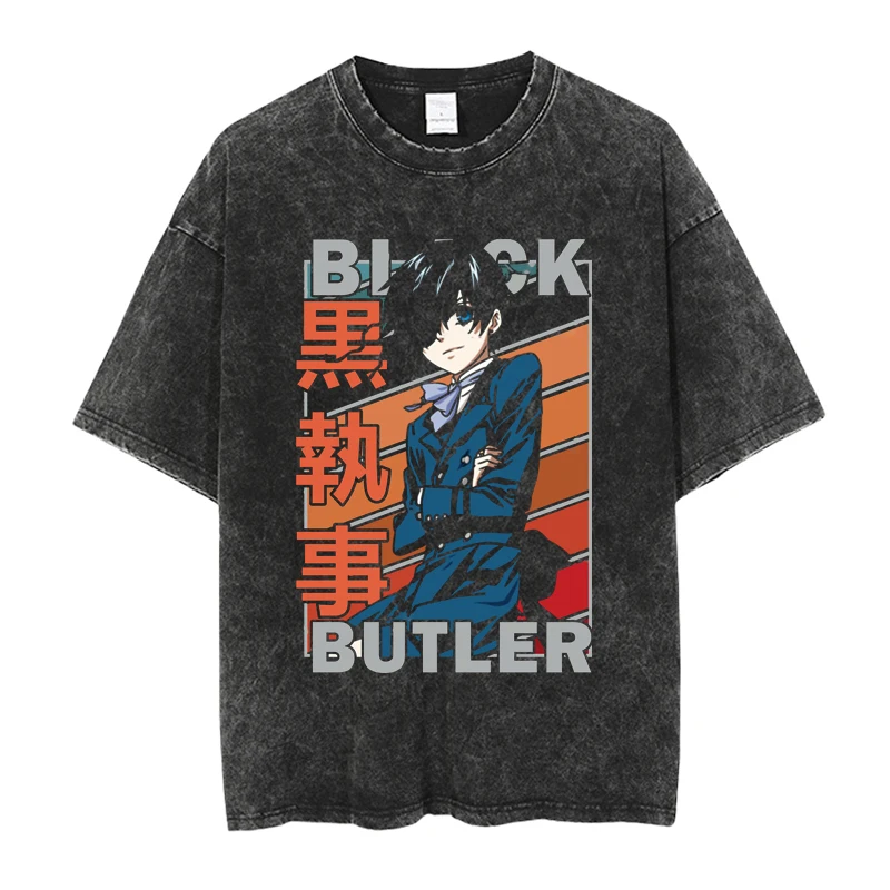 Винтажная промытая футболка в стиле Харадзюку с японским аниме, футболка Kuroshitsuji, мужская летняя футболка с коротким рукавом, уличная одежда в стиле хип-хоп
Винтажная промытая футболка в стиле Харадзюку с японским аниме, футболка Kuroshitsuji, мужская летняя футболка с коротким рукавом, уличная одежда в стиле хип-хоп