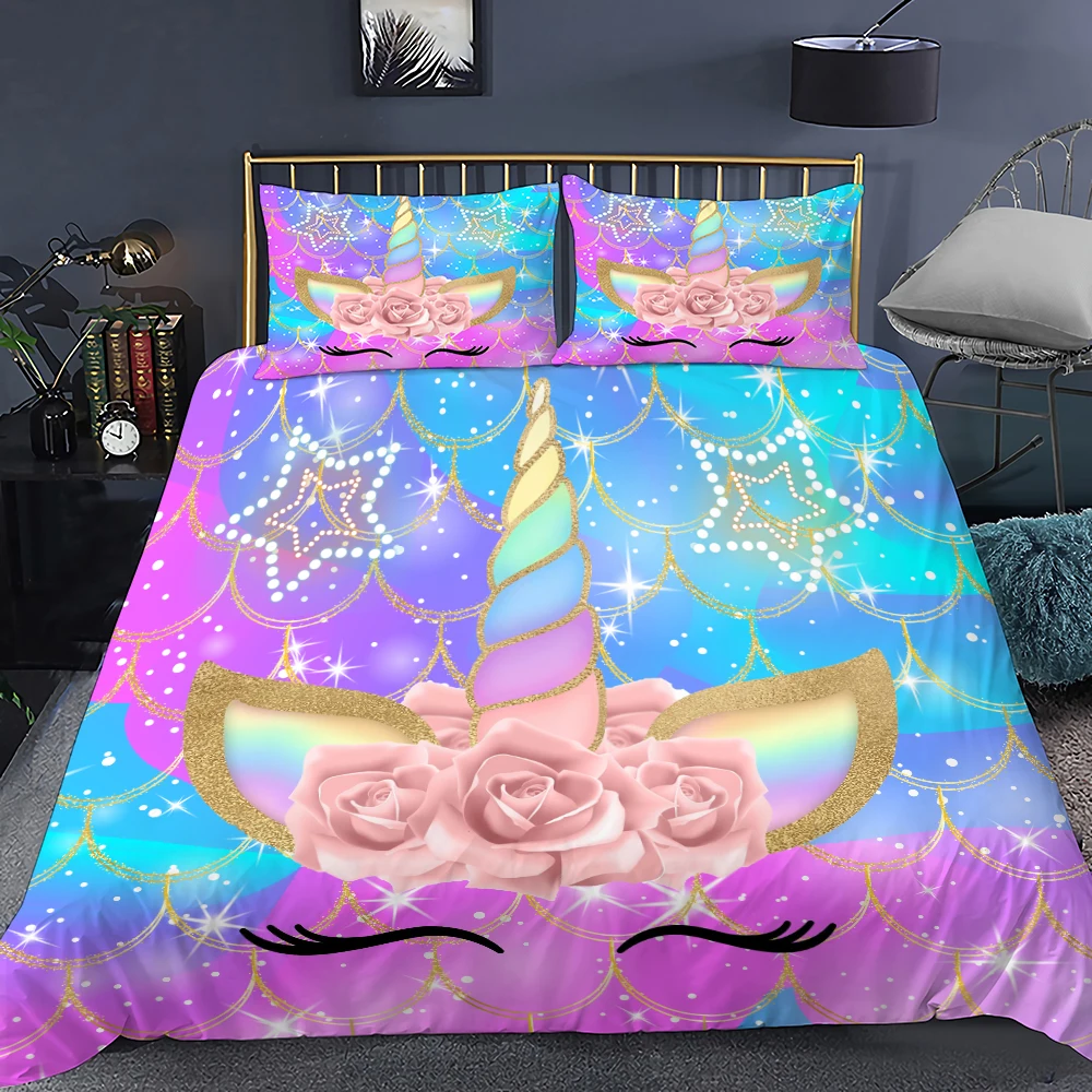 Unicorn Bedding Set for Girls Kids Comforter Cover Heart Star Printed Bed Set Unicorn Bedroom Decor for Girls with Pillow Sham
Unicorn Bedding Set for Girls Kids Comforter Cover Heart Star Printed Bed Set Unicorn Bedroom Decor for Girls with Pillow Sham