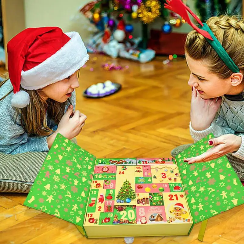 

Рождественские подарочные коробки, пустые рождественские подарочные коробки с календарём и обратным отсчетом для дня рождения, праздничный календарь 2023