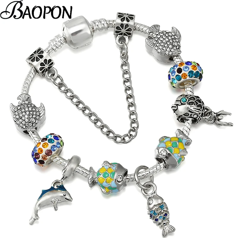Vintage Summer Styles Fish Dolphin Beads Charm Bracelet With Luxury DIY Brand Bracelets Jewelry Gift For Women Kids Dropshipping
Vintage Summer Styles Fish Dolphin Beads Charm Bracelet With Luxury DIY Brand Bracelets Jewelry Gift For Women Kids Dropshipping