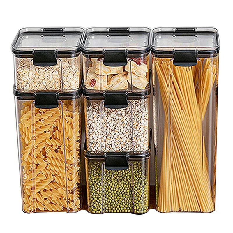 

6Pcs Airtight Food Storage Containers - Kitchen & Pantry Organization For Flour, Sugar, Cereal With Durable Lids