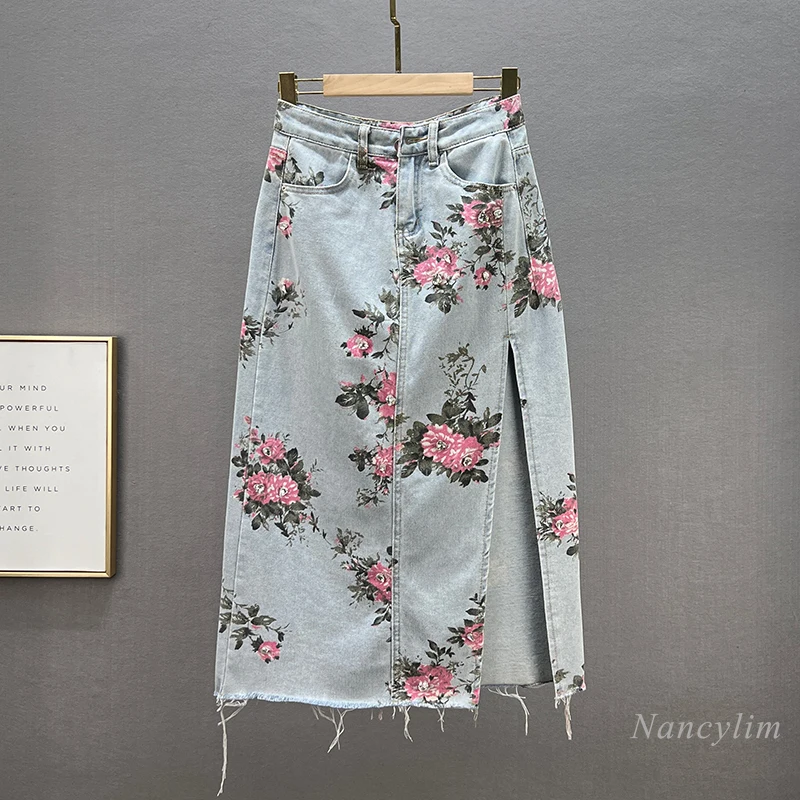 Fashion Print Denim Skirt Women's New 2022 Spring Summer Clothing High Waist Slimming National Diamond-Embedded Midi Skirts
Fashion Print Denim Skirt Women's New 2022 Spring Summer Clothing High Waist Slimming National Diamond-Embedded Midi Skirts