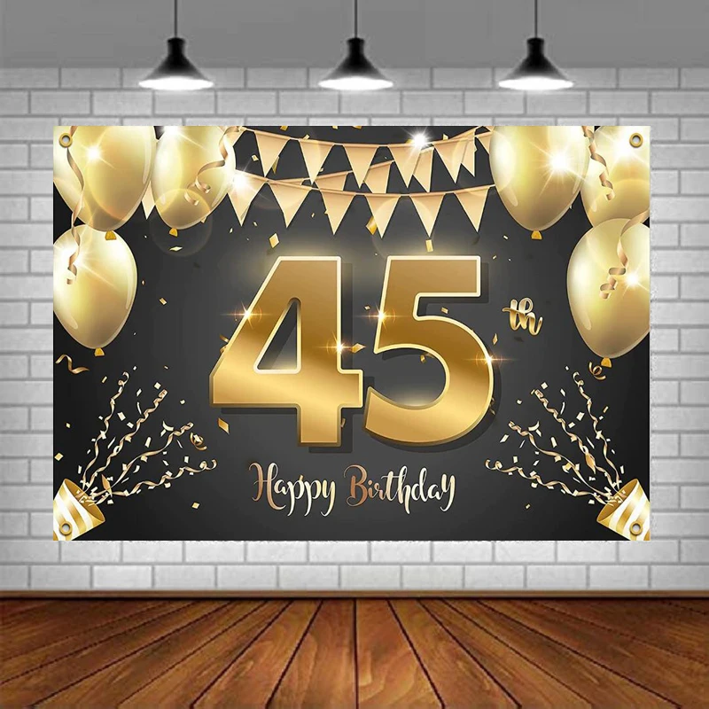 45th Birthday Party Banner Photography Backdrop Decorations Background Supplies For Women Men - Black Gold Poster
45th Birthday Party Banner Photography Backdrop Decorations Background Supplies For Women Men - Black Gold Poster