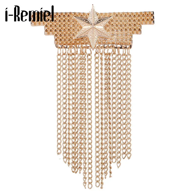 New Metal Star Brooch Tassel Chain Lapel Pin and Brooches Luxury Men's Suit Shirt Collar Corsage Clothing Jewelry Accessories
New Metal Star Brooch Tassel Chain Lapel Pin and Brooches Luxury Men's Suit Shirt Collar Corsage Clothing Jewelry Accessories