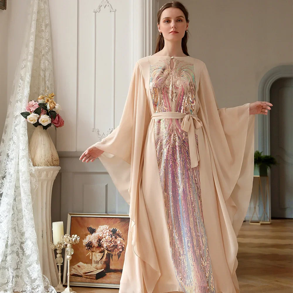 Abaya Dubai Dress Women Muslim Sequins Caftan Marocaind Jellaba Femme Sash Ramadan Hijab Long Robe Longue Kimono Femme Musulmane
Abaya Dubai Dress Women Muslim Sequins Caftan Marocaind Jellaba Femme Sash Ramadan Hijab Long Robe Longue Kimono Femme Musulmane