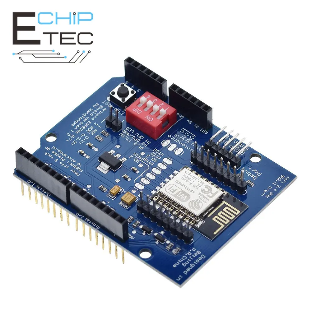 

Free shipping 1PCS ESP8266 ESP-12E UART WIFI Wireless Shield Development Board for Arduino UNO R3 Circuits Boards Module