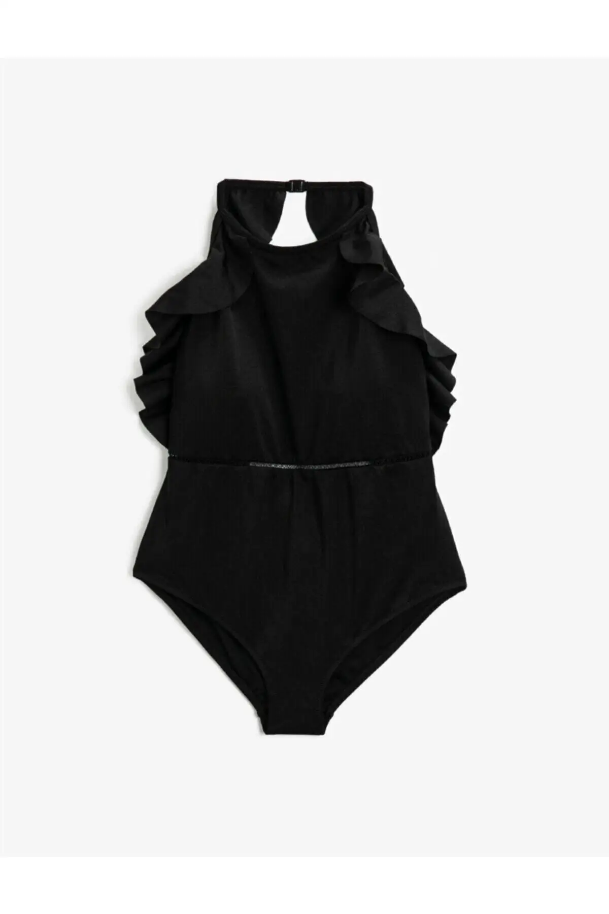 Women's Swimsuit Black Ruffle Halter Collar Waist Detailed One Piece Swimwear Female Brazilian Swimming Suits
Women's Swimsuit Black Ruffle Halter Collar Waist Detailed One Piece Swimwear Female Brazilian Swimming Suits