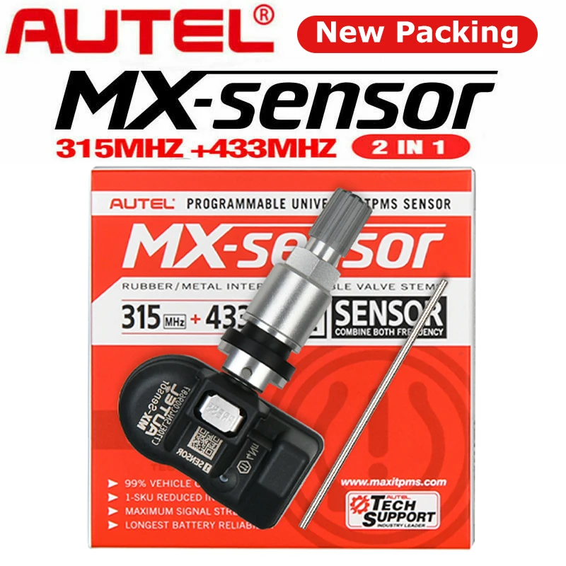 Autel MX Sensor 433MHZ 315MHZ TPMS Sensor Tire Repair Tools 2022 New Packaging 2in1 MX-Sensors Work with TS508 Russian in Stock
Autel MX Sensor 433MHZ 315MHZ TPMS Sensor Tire Repair Tools 2022 New Packaging 2in1 MX-Sensors Work with TS508 Russian in Stock