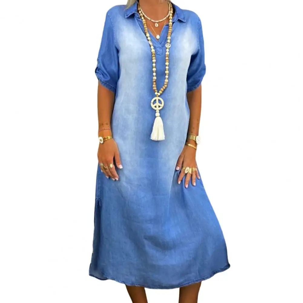 Vintage Denim Dress Women Shirt Dress Summer Fashion Short Sleeve Maxi Robe Casual Turn-Down Neck A Line Sundress
Vintage Denim Dress Women Shirt Dress Summer Fashion Short Sleeve Maxi Robe Casual Turn-Down Neck A Line Sundress