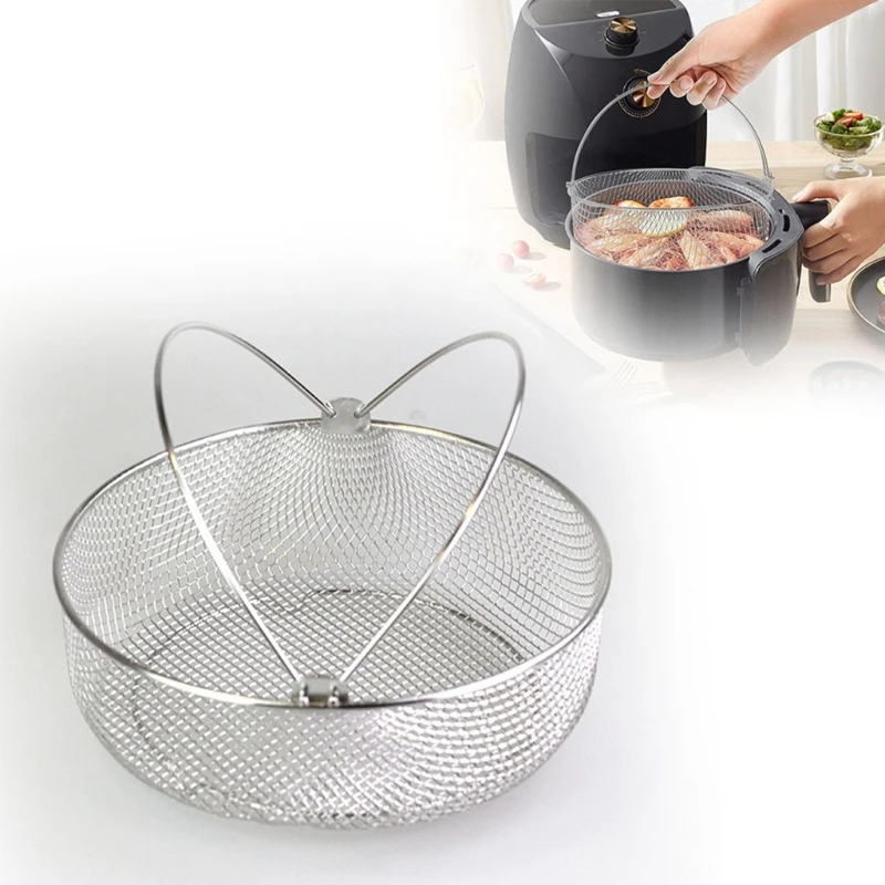 Air Fryer Basket Oven Steamer Basket 304 Stainless Steel Mesh Basket for Air Fryer Accessory 8 inch Basket with Handle
Air Fryer Basket Oven Steamer Basket 304 Stainless Steel Mesh Basket for Air Fryer Accessory 8 inch Basket with Handle