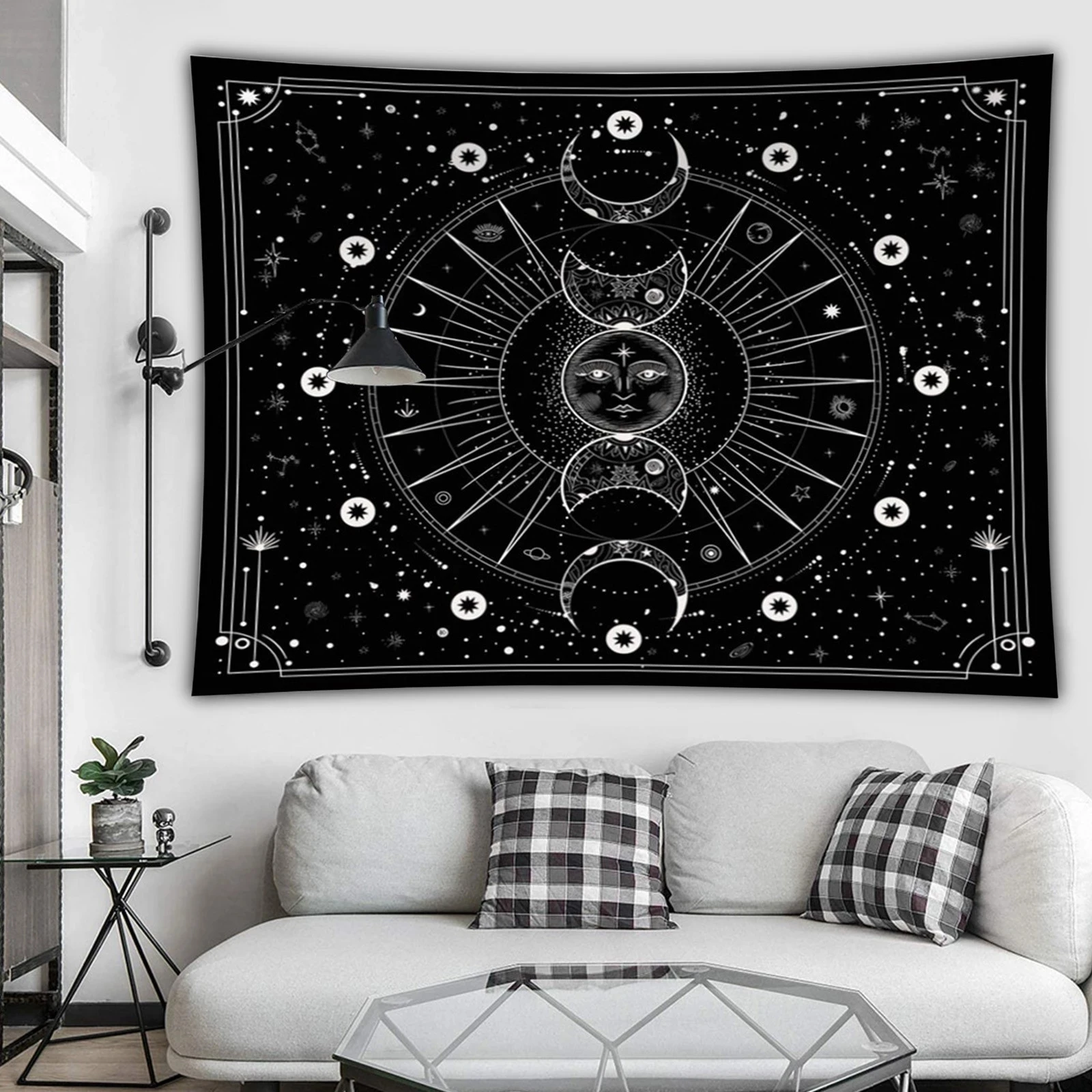 Tarot Moon Phase Tapestry Starry Sky Psychedelic Black and White Wall Hangings Boho Bedroom Wall Decoration Psychedelic Tapestry
Tarot Moon Phase Tapestry Starry Sky Psychedelic Black and White Wall Hangings Boho Bedroom Wall Decoration Psychedelic Tapestry