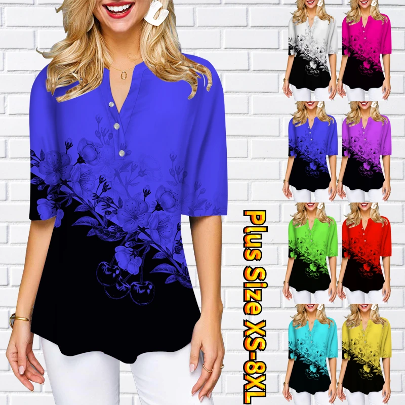 Spring V-neck Loose Clothing Half Sleeve Pullover Summer Women's Vintage Elegant Top Sexy New Design Printed T-shirt XS-8XL
Spring V-neck Loose Clothing Half Sleeve Pullover Summer Women's Vintage Elegant Top Sexy New Design Printed T-shirt XS-8XL