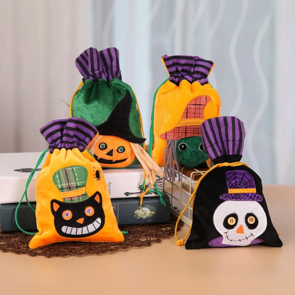 

Сумки для конфет на Хэллоуин, Детские Портативные подарочные пакеты в виде тыквы и ведьмы для праздника среднего года, украшения для детей на Хэллоуин