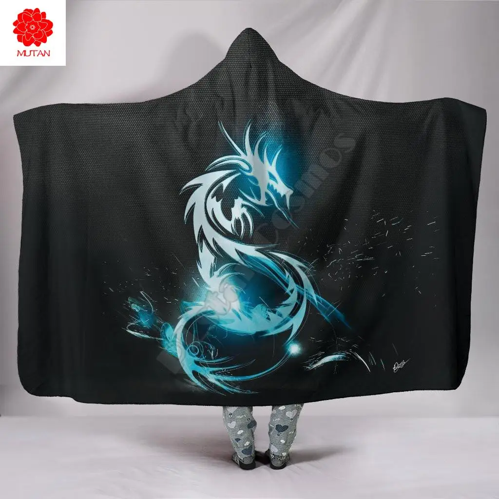 

Одеяло с 3D рисунком дракона для взрослых и детей, разнообразное одеяло с капюшоном, Флисовое одеяло
