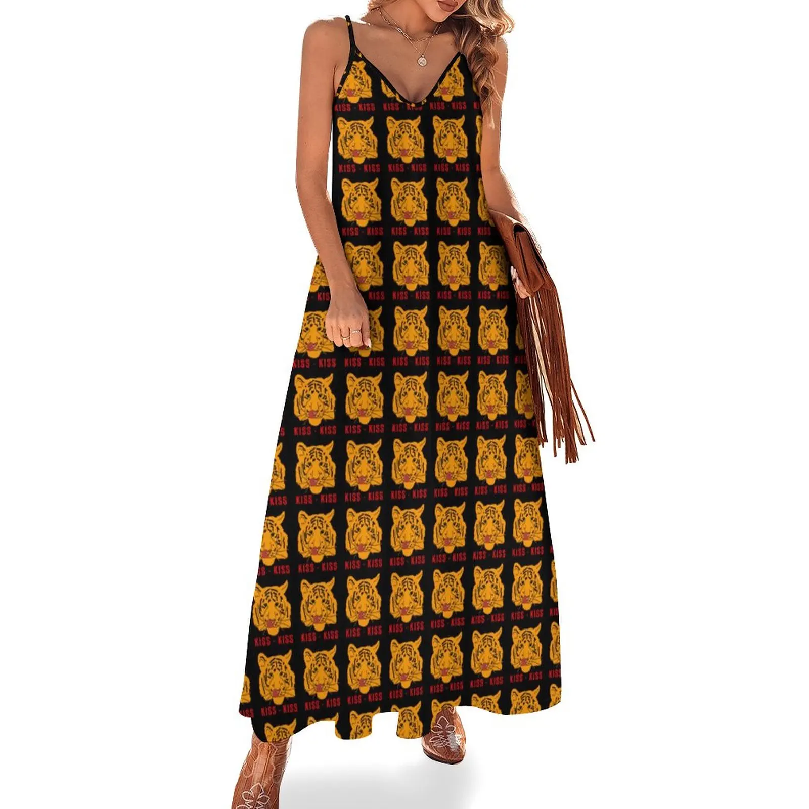 Cute Tiger Kiss Dress Animal Face Print Modern Maxi Dress Straps Aesthetic Boho Beach Long Dresses V Neck Oversized Vestido
Cute Tiger Kiss Dress Animal Face Print Modern Maxi Dress Straps Aesthetic Boho Beach Long Dresses V Neck Oversized Vestido