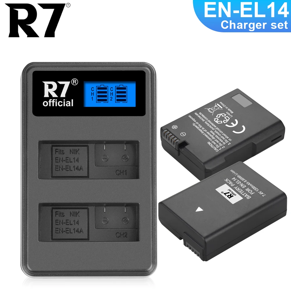 Аккумулятор R7 на 1200 мА · ч с ЖК-дисплеем для Nikon P7100 P7200 P7800 D3100 D3200 D3300 D3400 D3500 D5100 D5200
Аккумулятор R7 на 1200 мА · ч с ЖК-дисплеем для Nikon P7100 P7200 P7800 D3100 D3200 D3300 D3400 D3500 D5100 D5200