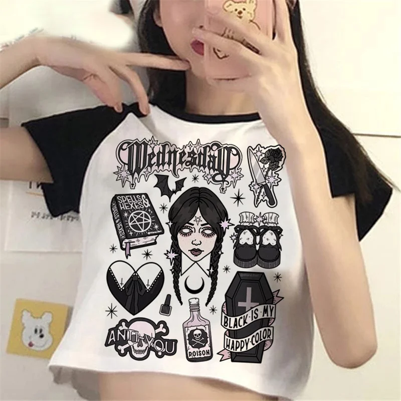 Summer Women Short T-shirts Wednesday Addams Crop Top Sexy Slim Short Sleeve Short Tees TV Series Print Female Clothing 2023 New
Summer Women Short T-shirts Wednesday Addams Crop Top Sexy Slim Short Sleeve Short Tees TV Series Print Female Clothing 2023 New