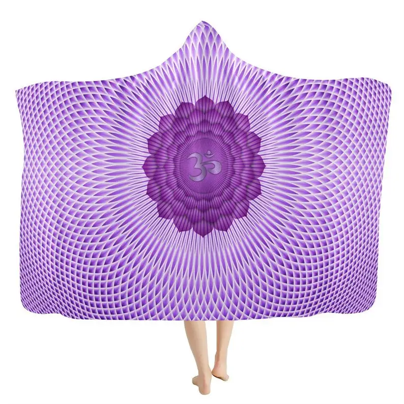

Crown Sahasrara Chakra Hooded Blanket - Purple Spiritual Throw Blanket, Yoga Poncho, Chakra Quilt, Wearable Blanket