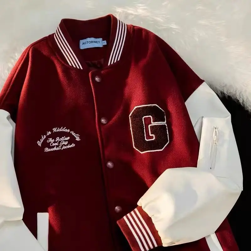American retro street hiphop towel embroidery embroidery red baseball uniform high street loose all-match coat for men and women
American retro street hiphop towel embroidery embroidery red baseball uniform high street loose all-match coat for men and women