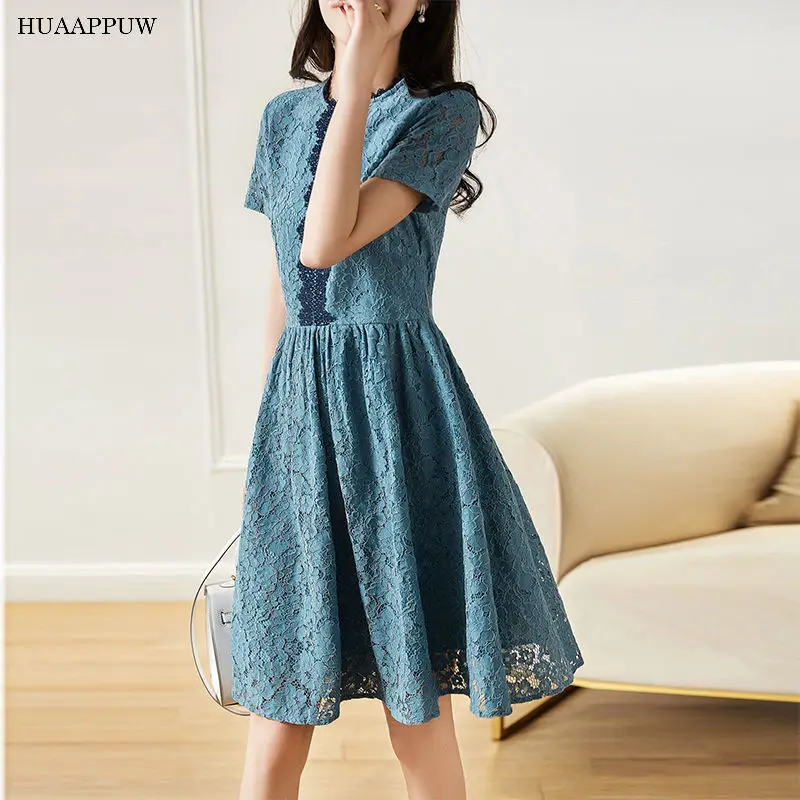 Fashion and Elegant Temperament Lace Stitching Mid-length Dress Women's Clothing 2022 Summer New Waist Slimming Dress
Fashion and Elegant Temperament Lace Stitching Mid-length Dress Women's Clothing 2022 Summer New Waist Slimming Dress