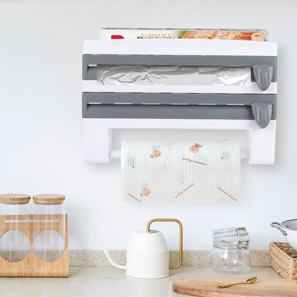 Cling film cutter wall-mounted kitchen household multi-function tin foil cutting box rag storage rack free punching
Cling film cutter wall-mounted kitchen household multi-function tin foil cutting box rag storage rack free punching