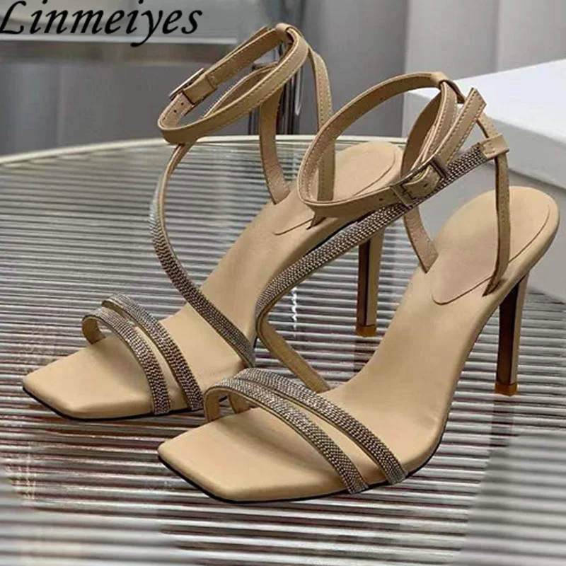 Rhinestone High Heels Sandals Woman Black Apricot Summer Shoes Women Genuine Leather Stiletto Sandals Women Sandalias Mujer
Rhinestone High Heels Sandals Woman Black Apricot Summer Shoes Women Genuine Leather Stiletto Sandals Women Sandalias Mujer