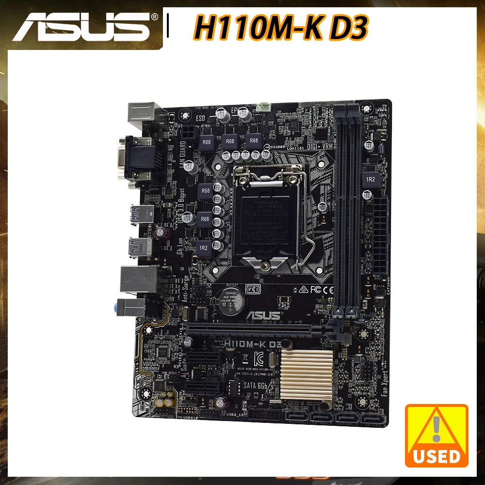 ASUS H110M-K D3 1151 Motherboard DDR3 Intel H110 Chipset Core i7 i5 i3 Cpus 32GB VGA DVI SATA3.0 USB3.0 Micro ATX Motherboard
ASUS H110M-K D3 1151 Motherboard DDR3 Intel H110 Chipset Core i7 i5 i3 Cpus 32GB VGA DVI SATA3.0 USB3.0 Micro ATX Motherboard