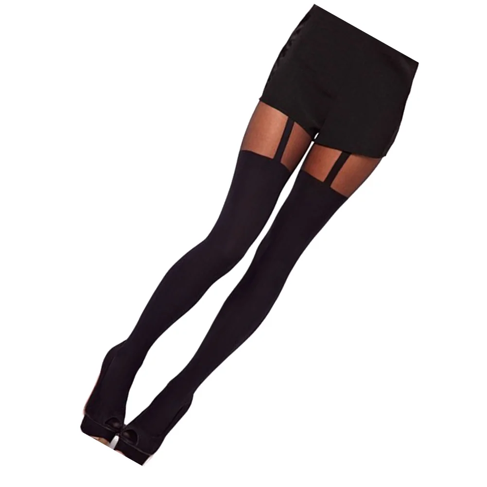 

Thigh High Stockings Stitching Lingerie Leg Stocking Socks for Women (Black) Women's