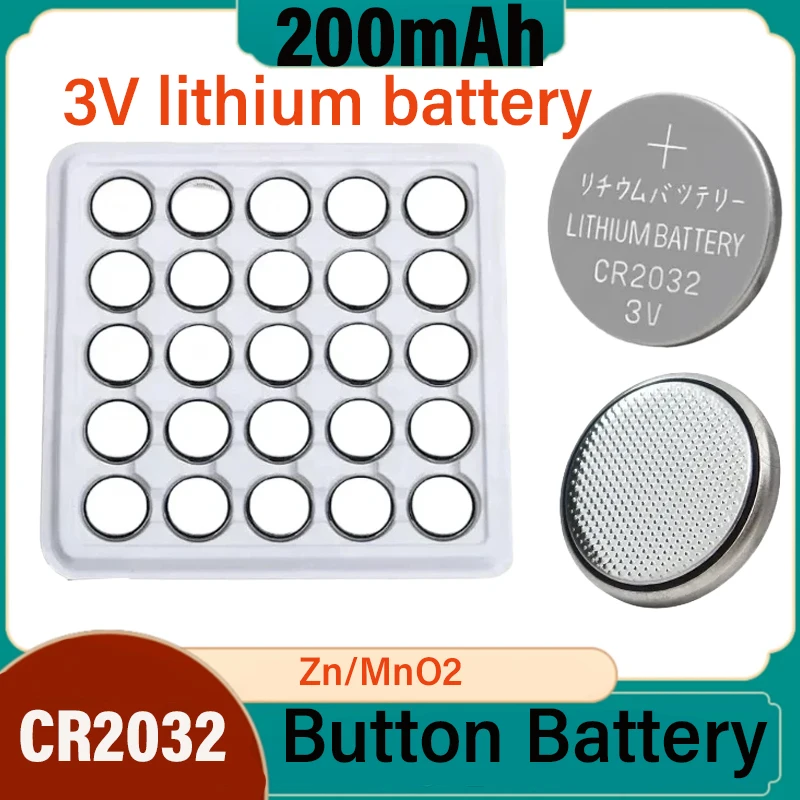 

Кнопочная батарея CR2032 100 мАч CR 200, 25-2032 шт., литиевая батарея 3 в для часов, игрушек, калькуляторов, автомобильных кнопок дистанционного управления, монетница